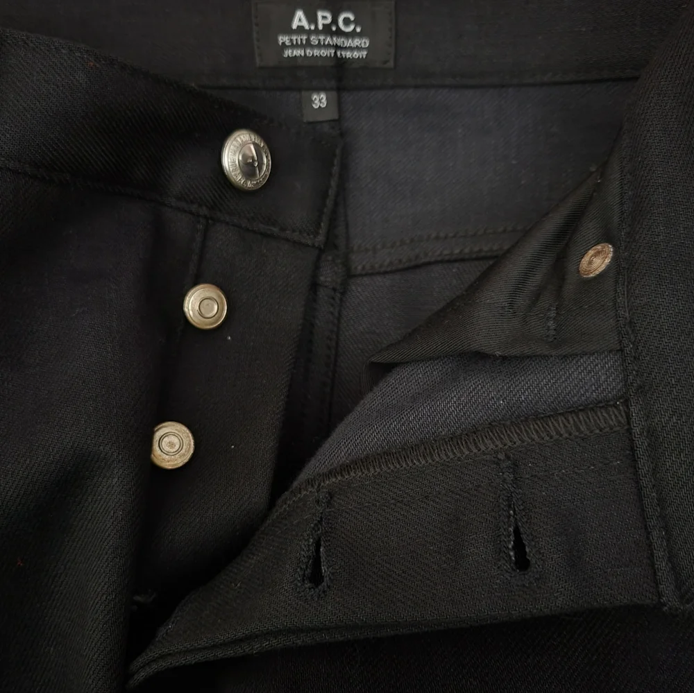 A.P.C. Petit Standard Black Jeans Size 33 Stretch Denim Slim Straight - Picture 8 of 8